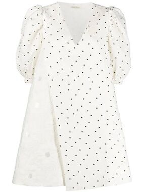 STINE GOYA Black and Ivory Brethel Floral Jacquard Dress Sz S